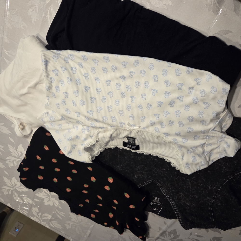 Black, White, and Patterned Tops Set